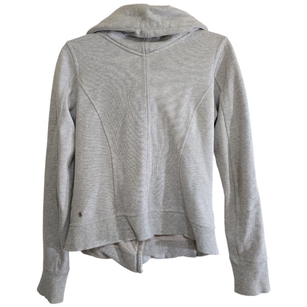 Lululemon Karmacollected Jacket Heathered Light Grey 6 Cotton Fleece - Picture 9 of 12
